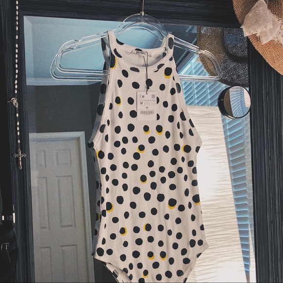Zara Tops - Zara | Halter Polka Dot Bodysuit
